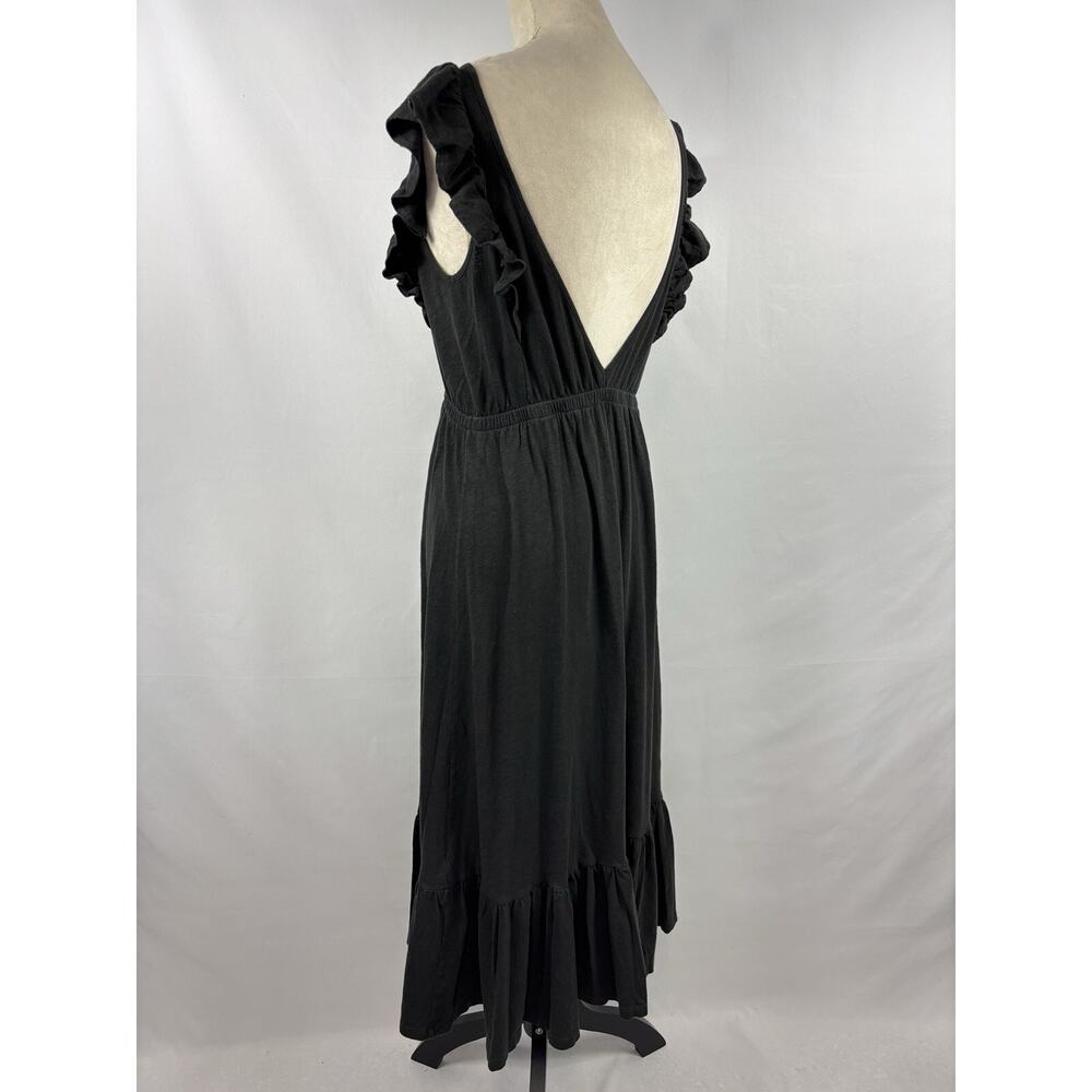 BA&SH Tank Maxi Dress Black Small V-back Ruffle - Picture 3 of 10